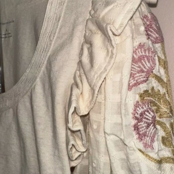 Brand New By Anthropologie Puff-Sleeve Embroidered Top - Picture 12 of 14
